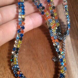 Multi-Color Austrian Crystal Stainless Steel Necklace